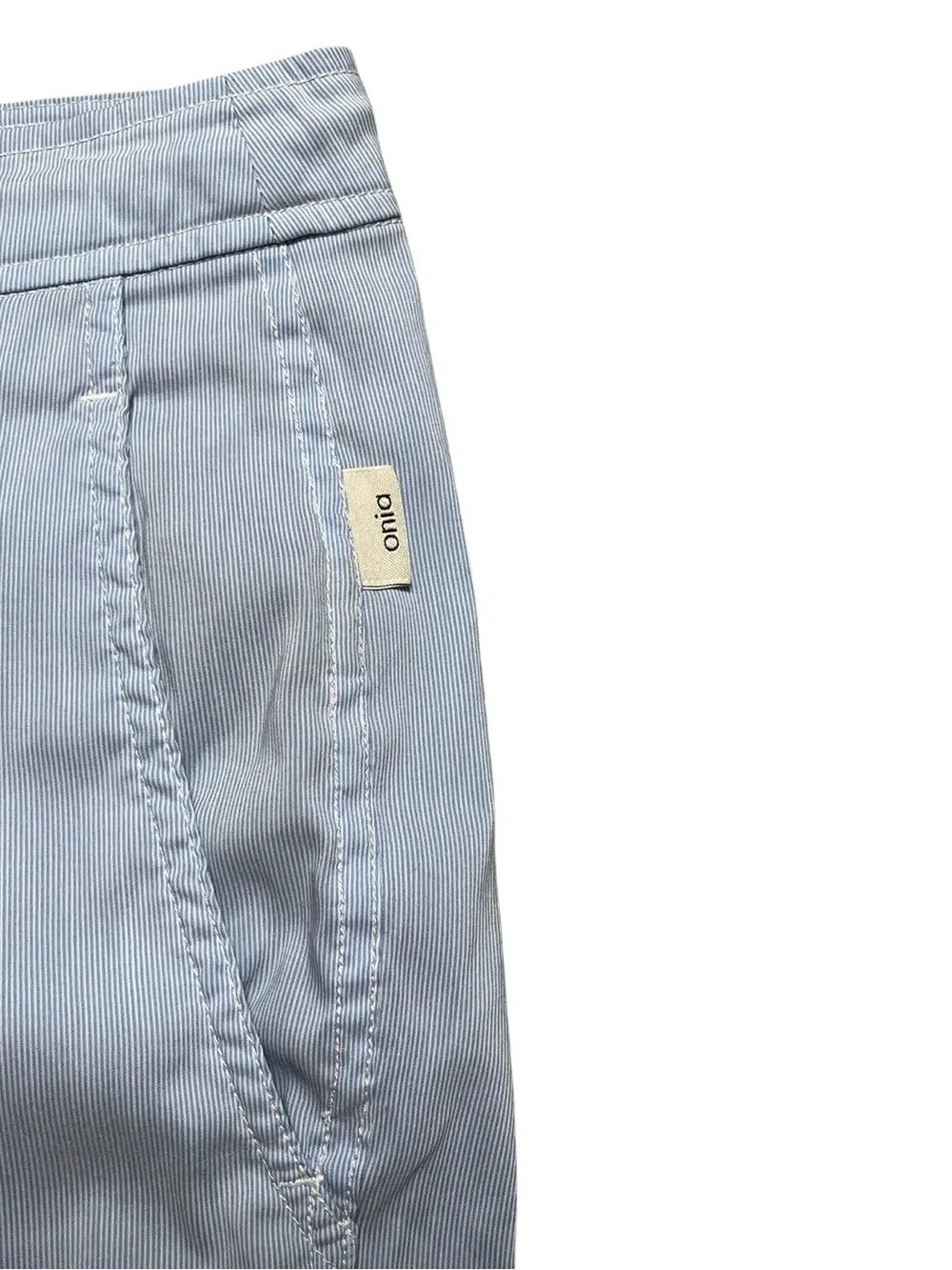Onia Calder Blue & White Stripe Swim Trunks Size 34 | 7.5” Inseam